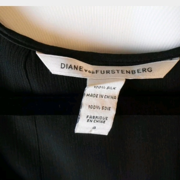 Diane von Furstenberg Sz 4 Black Silk Ruffle Top - Picture 5 of 8
